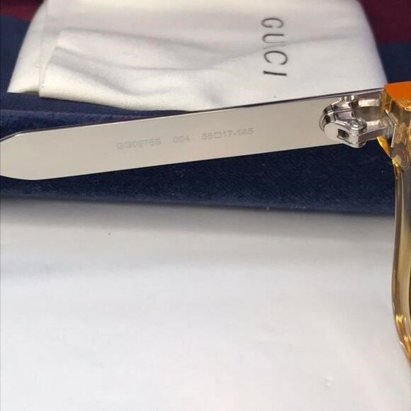 💯 - New  Authentic Gucci Orange Mirror Rectangular Men's Sunglasses GG0975S … - Picture 6 of 17